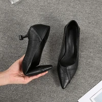 high heel womens fine heels 2020 spring and autumn new wild sexy single shoes professional work shoes black small leather shoes