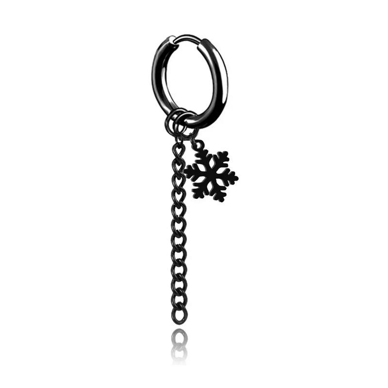 

1PC Punk Gothic Stainless Steel Stud Earring Cross Feather Snowflake Dragon Spider Taper Dumbbell Fashion Women Men Rock Jewelry