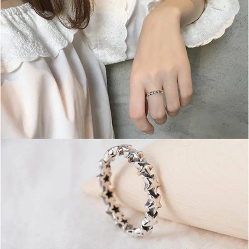

Ring Fashion for Woman Jewelry Retro Simple Adjustable Hollow Five-pointed Star Flowers Hot Sale New Party Gifts Wholesale