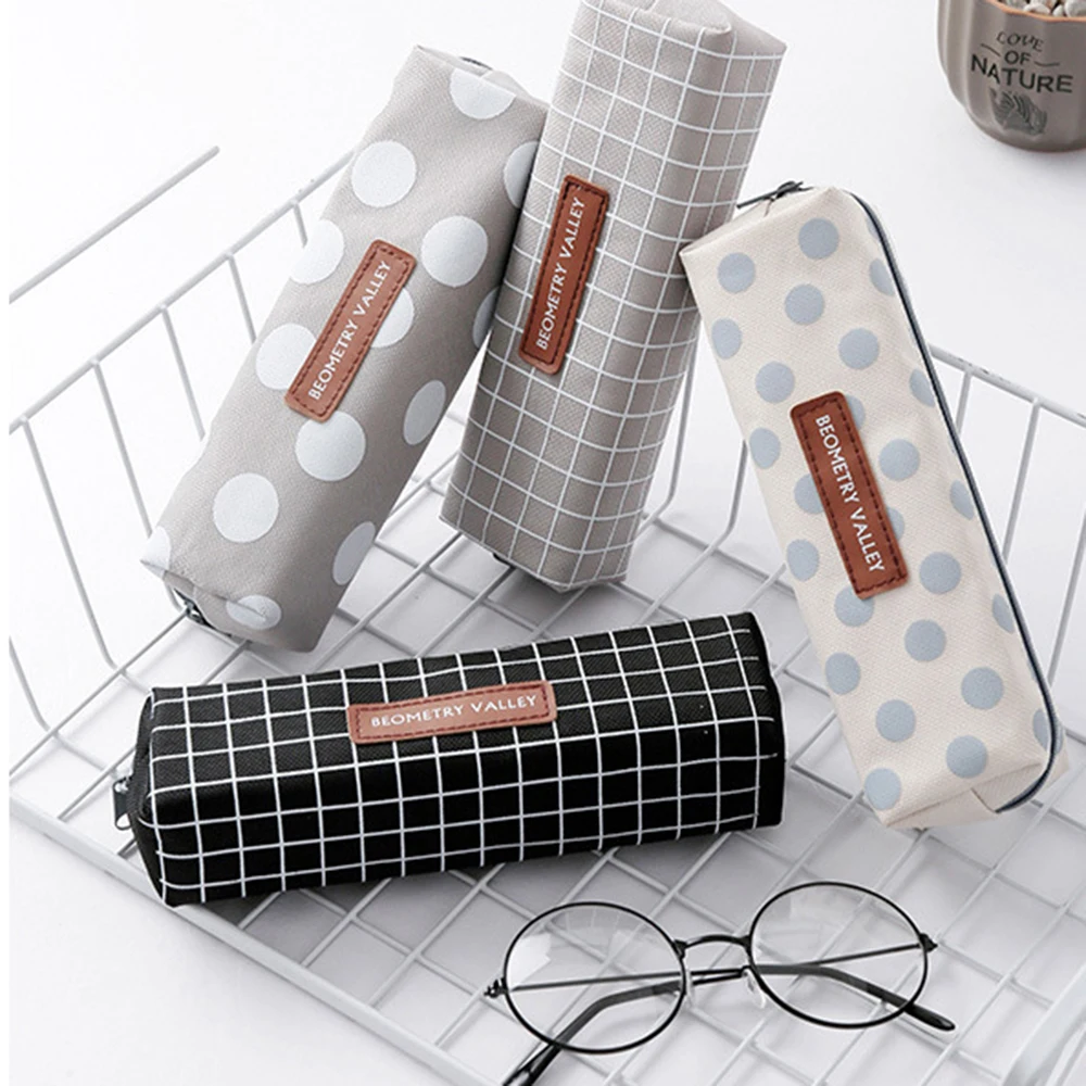 1 шт. креативный квадратный холщовый чехол для карандашей с сеткой вместительные
