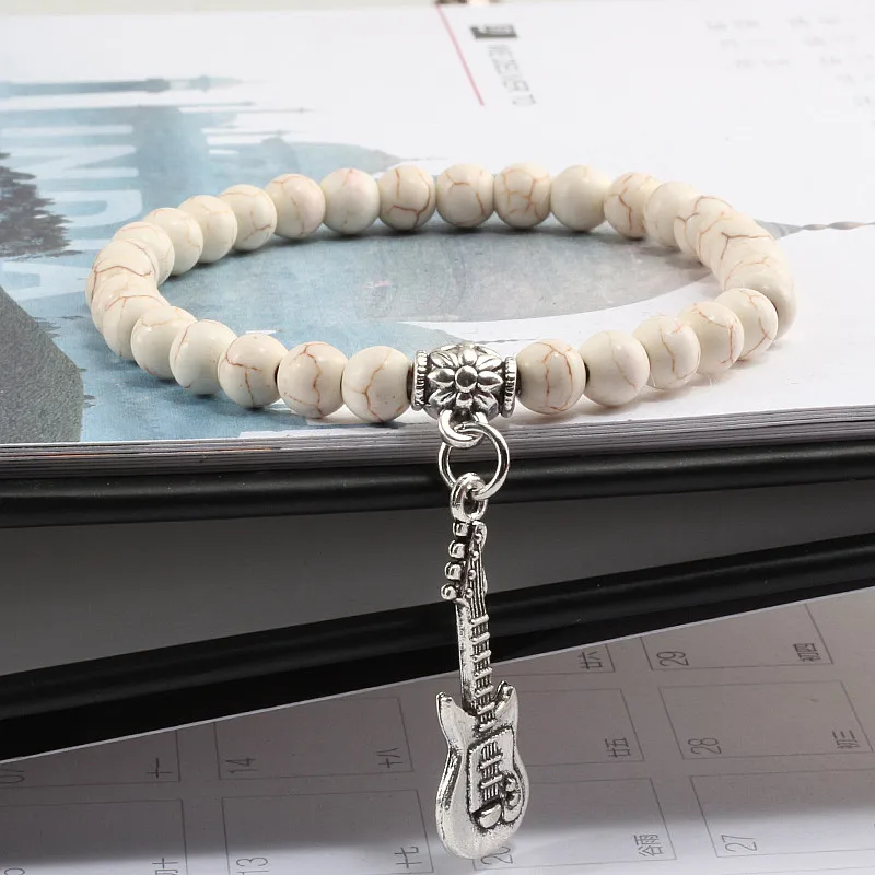 Pulsera классические бусы из природного камня браслеты и 6 мм эластичный кулон hombre