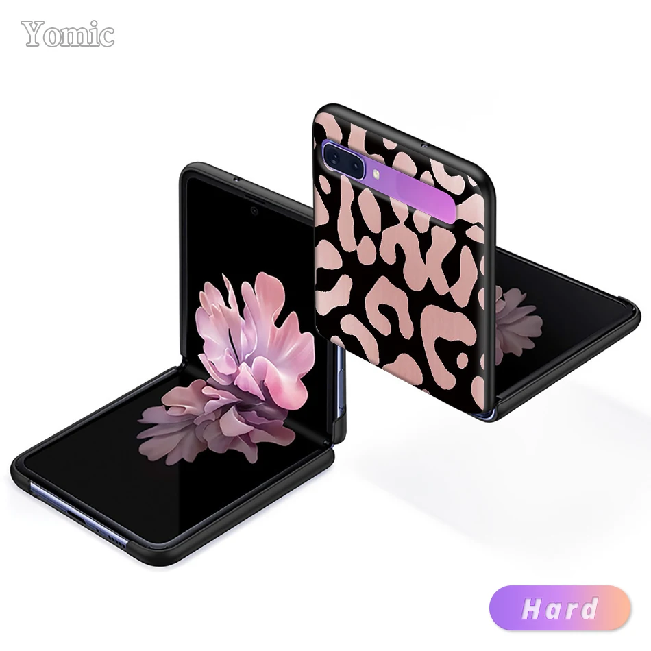 

Leopard Print Case for Samsung Galaxy Z Flip 6.7" Black Hard Mobile Phone Cover ZFlip 5G PC Segmented Protect Coque