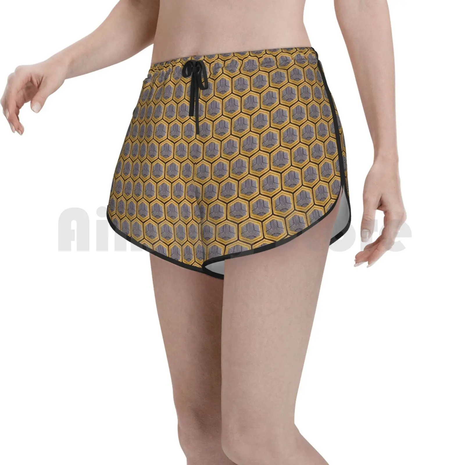 

Желтый в виде пчелиных сот с шестигранной головкой Ретро узор Плавание шорты Для женщин Пляжные шорты 1950s 1960s 1970s 50s 60s 70 декоративный колпак