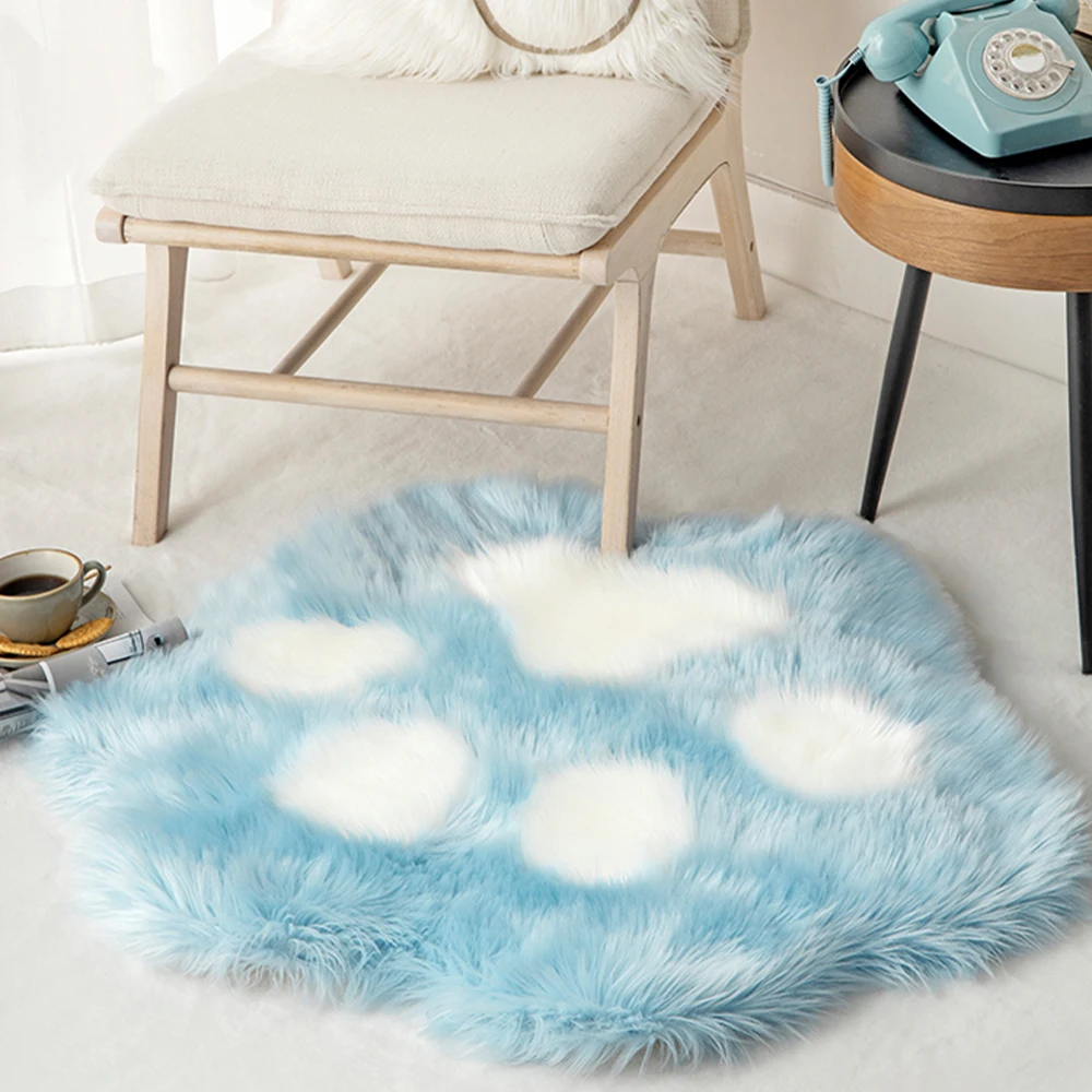 

Cute Cat Paw Pattern Soft Plush Carpet Home Sofa Coffee Table Floor Mat Bedroom Bedside Decorative Carpet Room Carpet