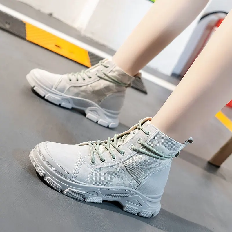 Fujin 2020 осень зима новый стиль камуфляж холст Loue Up уличные женские ботинки модный