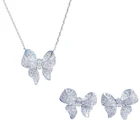 Комплект ювелирных изделий из серебра 925 пробы с микро-фианитом, ожерелье с бантиком + серьги