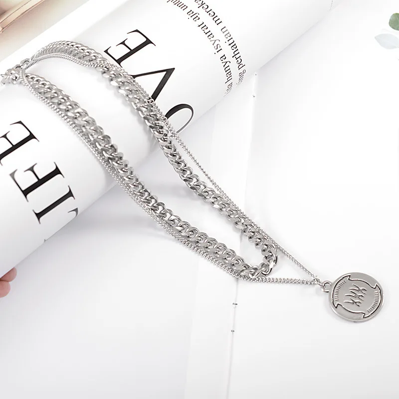 2019 Direct Selling Moana Collares Choker Neck Ornaments Steel Collar Necklace With Strong Personality Hip-hop Metal Double | Украшения и