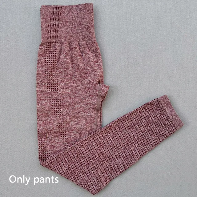 Wine red pants Женский бесшовный комплект для йоги, одежда для фитнеса, спортивная одежда, женские леггинсы для спортзала, леггинсы с эффектом пуш-ап, укороченные рубашки, спортивные костюмы - Цвет: Wine red pants