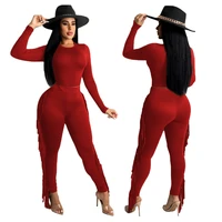 2022 autumn new pure color ladies suit tassel long sleeved t shirt slim trousers two piece set of sexy casual womens clothing