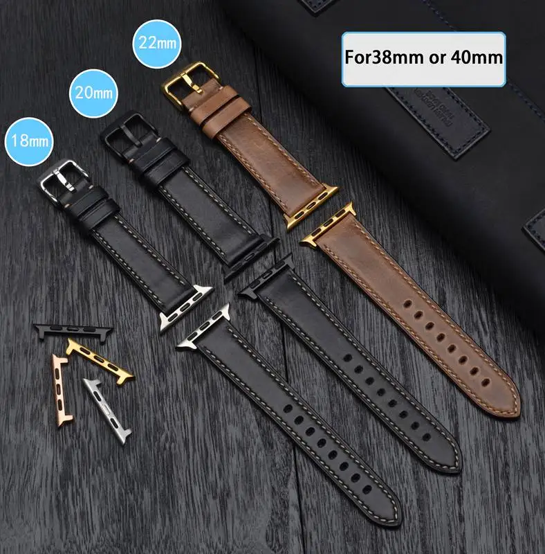 Anbeer ремешки для часов Apple 38 мм 40 42 44 кожаный ремешок iWatch мужской сменный Браслет