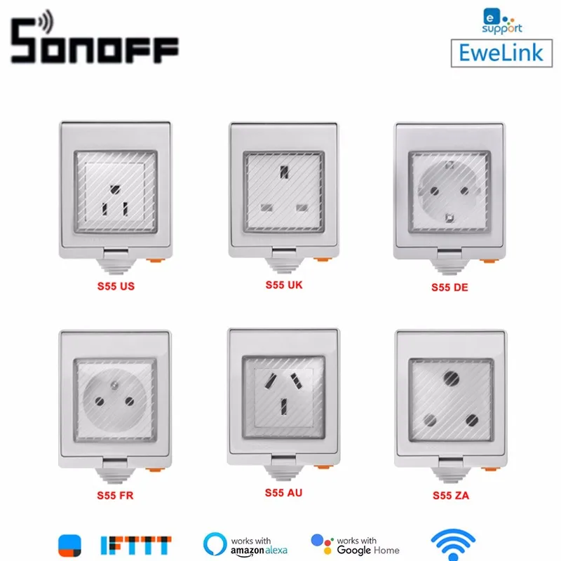 

Умная водонепроницаемая розетка SONOFF S55 с поддержкой Wi-Fi и управлением через Ewelink