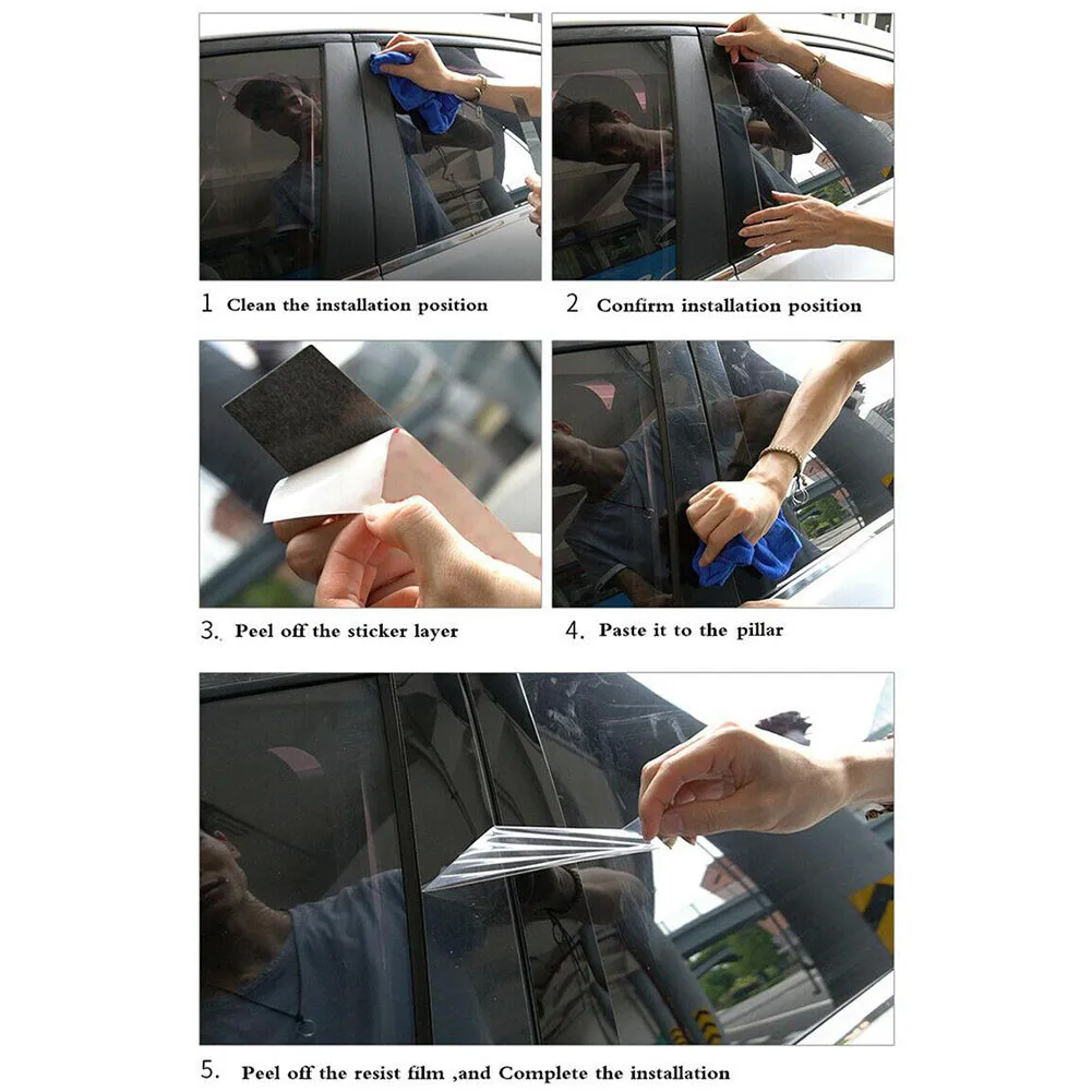 

8PCS Car Window B Pillars Cover Trim Mouldings Glossy Black Exterior Car Stickers For Hyunda I Elantra 2011-2016
