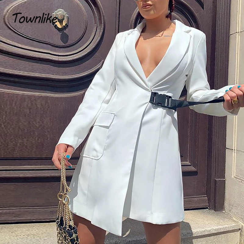 Townlike Длинный блейзер женская школьная сумка с пряжкой на ремешке повседневные