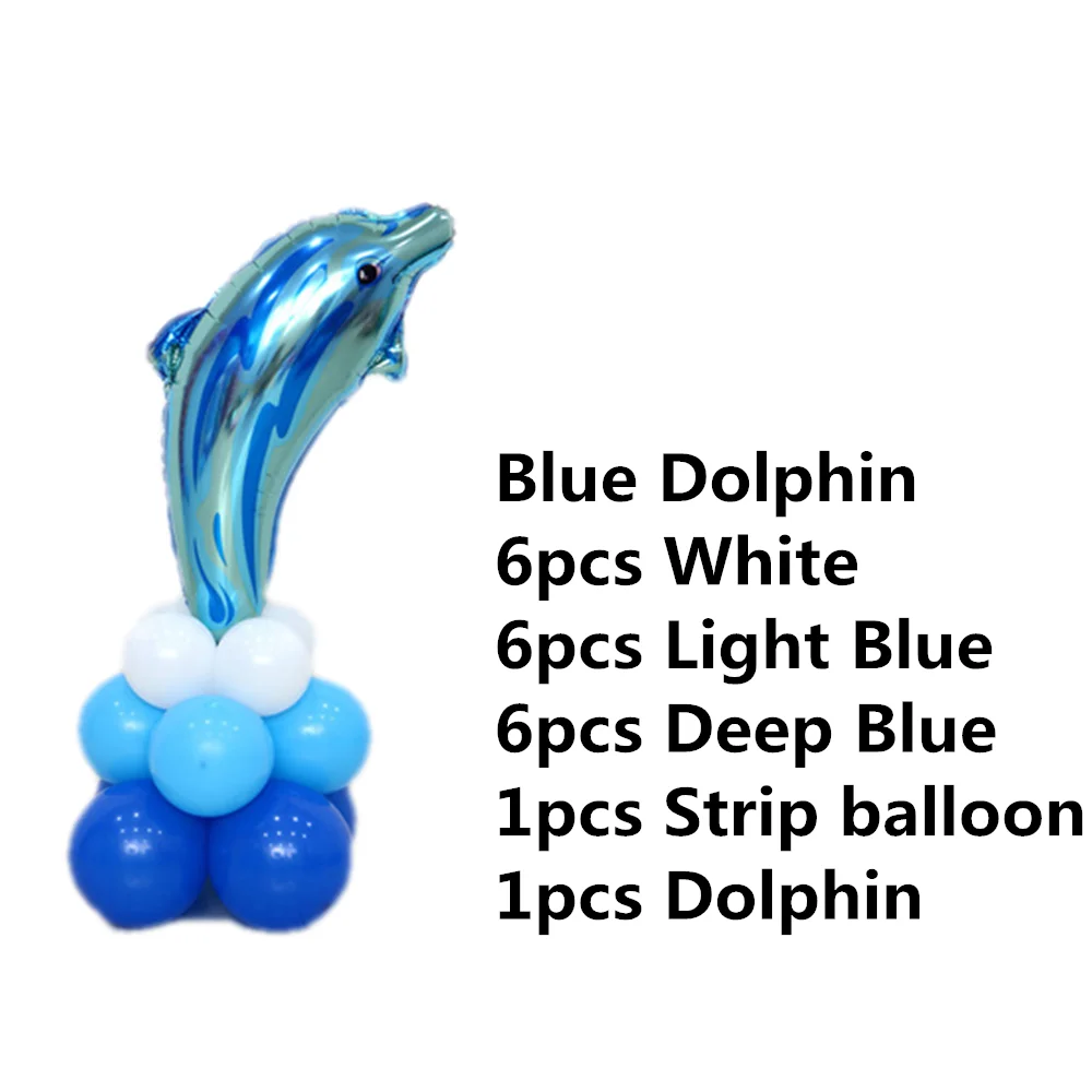17 шт./лот рыбы Дельфин гиппокамп фольга латексные шары стойки гелиевые надувные