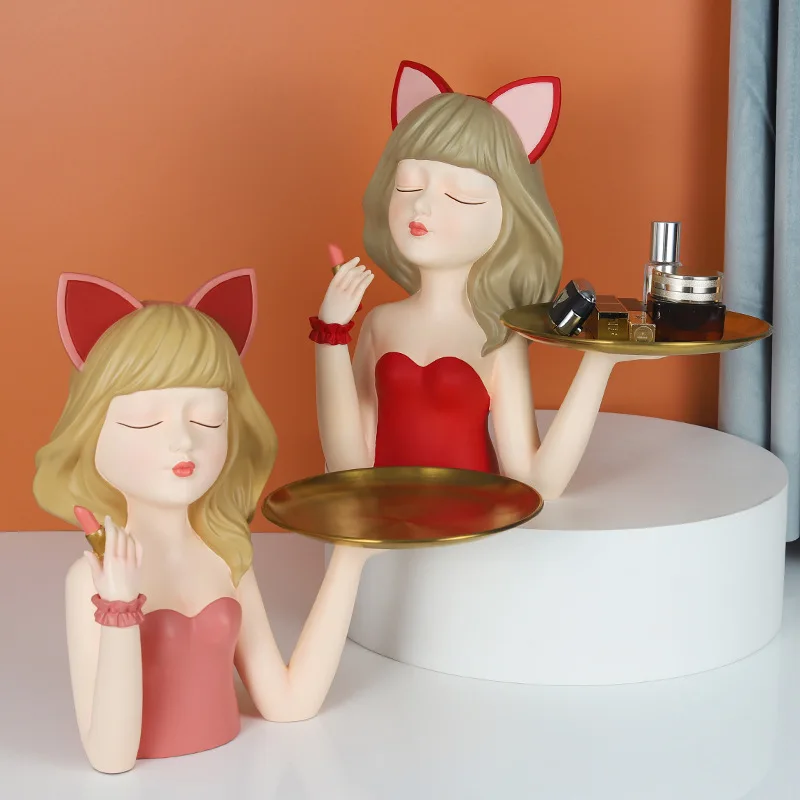 

Modern Girl,Home Room Decor,Fashion Sculpture,Figurine,Table Decoration,Multifunction,Desk Storage,Statue,Decorative,Fruits Tray