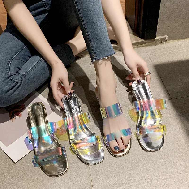 

Женские сандалии и тапочки с цветным ПВХ, сексуальные модные женские Тапочки