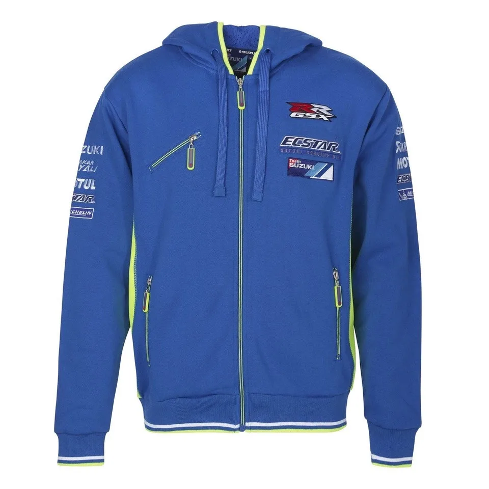 Толстовки для Suzuki гоночная команда мотоцикл Ecstar на молнии Толстовка Мотокросс