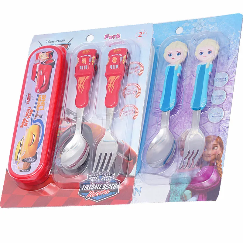 

Disney Children's Tableware Stainless Steel Baby Spoon Fork Set Portable Learning Spoon Baby Training Spoon