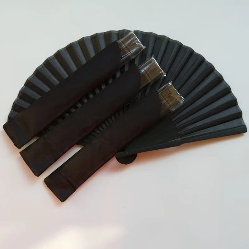Abanicos de mano plegables para manualidades, accesorios de baile, regalos de recuerdo de boda, color negro-1