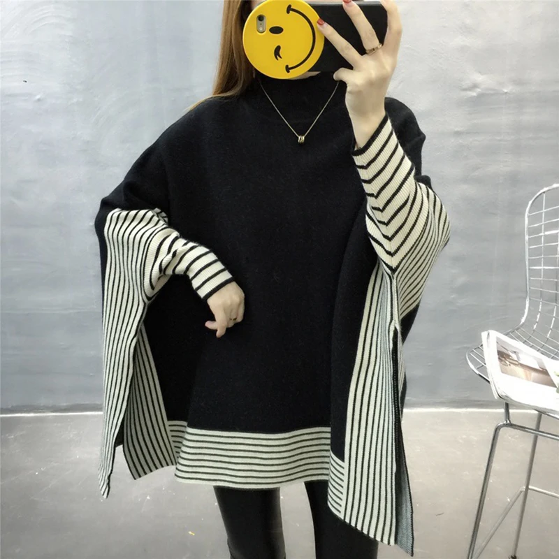 2019 New Winter Women's Sweater Pullover High Collar Bat Loose Fat MM Female | Женская одежда