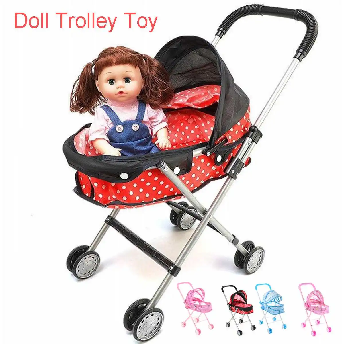 

Baby Stroller Infant Carriage Trolley Nursery Toy For Simulation Doll Accessory Girls Gift For Girls Pretend Game