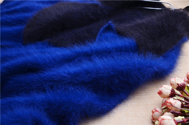 

ladies women fashion suit collar medium long thick warm mink cashmere cardigans mantle angora fur knitted jacket coat sweater