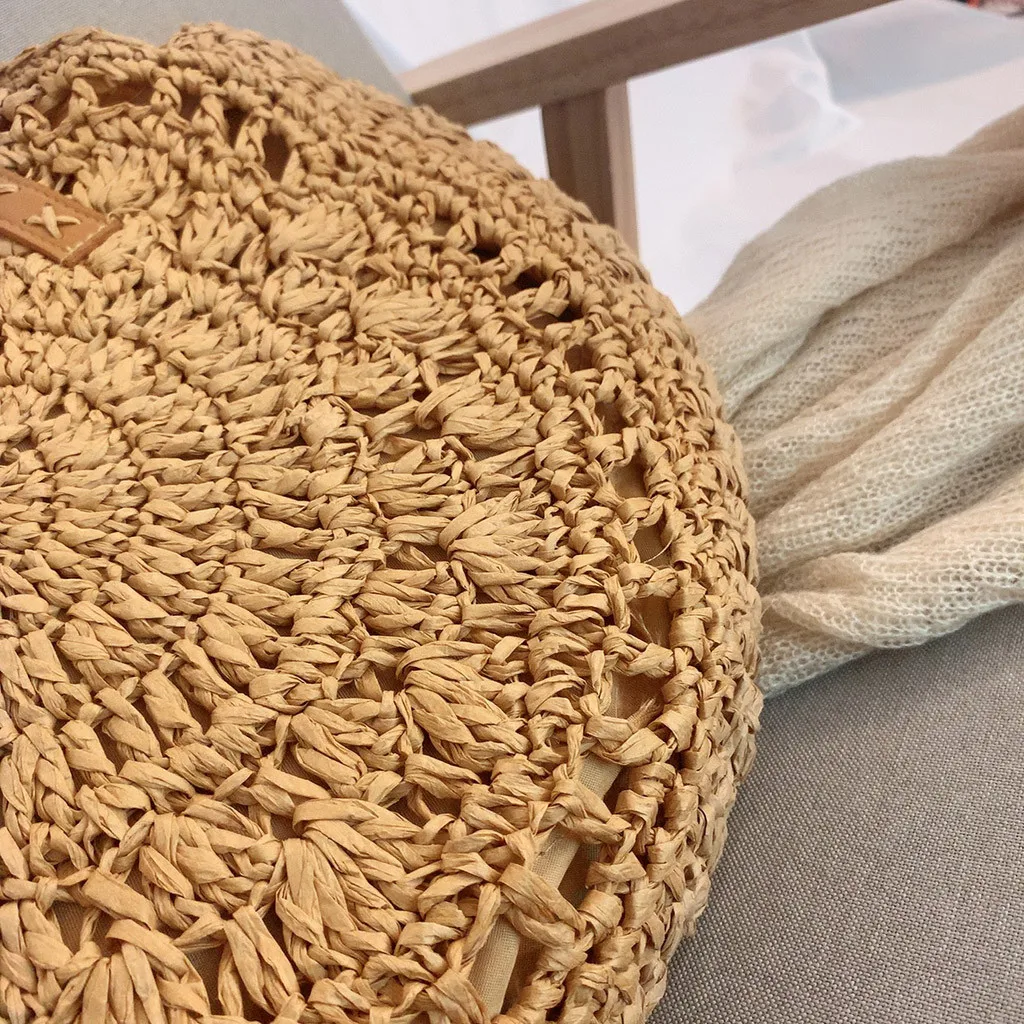 Casual Rattan Women Shoulder Bags Circle Straw Handbags Big Capacity Handmae Summer Totes Lady Round Boho Beach Treval Sac #j4s | Багаж и