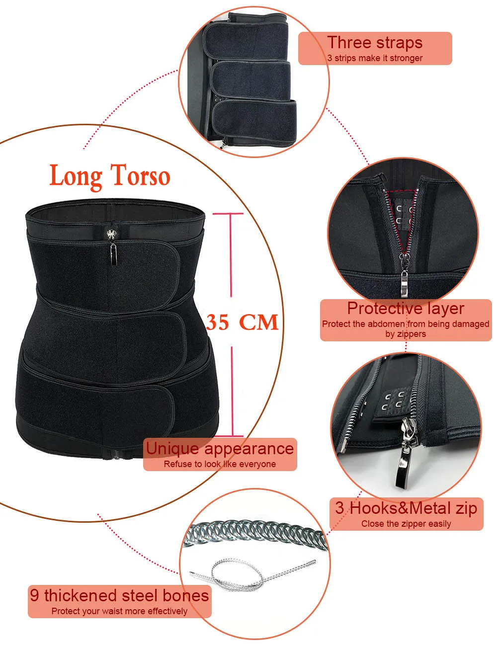 Corset Slimming Belt Body Shaper Waist Cincher xs Neoprene Sauna Sweat Shapewear Abdominal Fitness Long Torso Waist Trainer