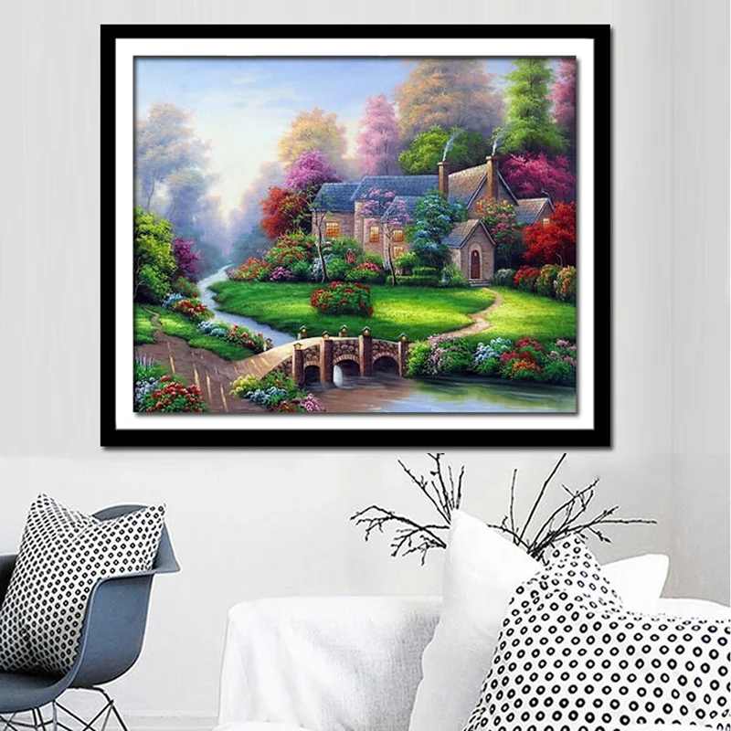 

2020 Misuhui Cross Stitch Embroidery Photo Customized Landscape Inlay 5D Diamond Painting Mosaic Sticker Handmade Product