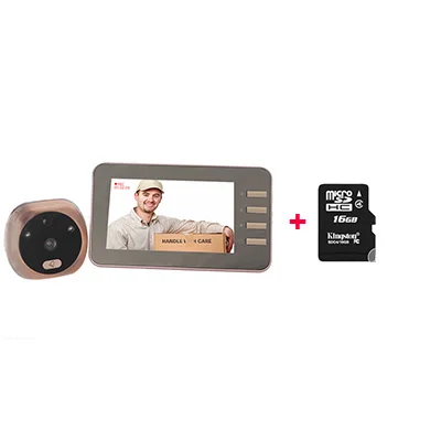 Videoeye 16GB Card 4,3 дюймовый экран видео камера Дверной просмотр Обнаружение движения глазок дверной звонок электронное кольцо видео-глаз авто фото видео запись - Цвет: Videoeye 16GB Card