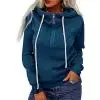 

Female Tops, Solid Color Long Sleeve Hooded Pullover Blouse with Zipper for Spring Fall, S/M/L/XL/XXL