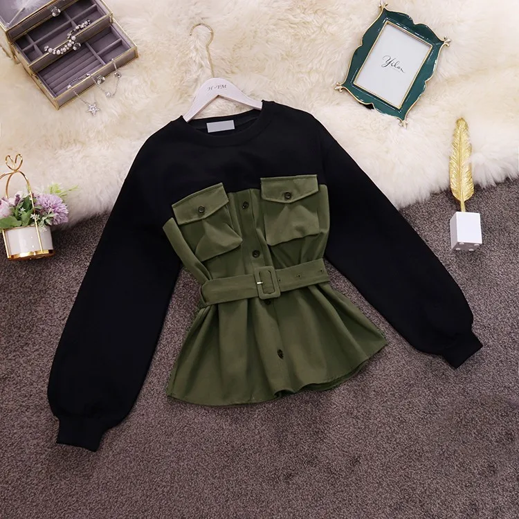 Осень-зима 2019 новые женские хлопковые блузки с О-образным вырезом