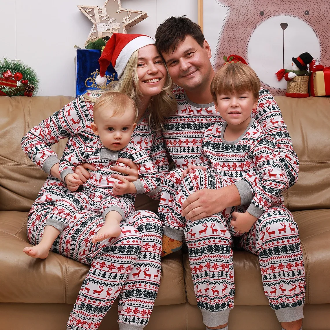 

NADANBAO Family Christmas Matching Pajamas Set Xmas Adult Kids Mother And Daughter Father Son Sleepwear Baby Look Outfits 2021