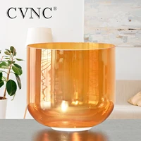 cvnc crystal singing bowl quartz clear orange 7 inch with cosmic light for music therapy yoga sound healing with free mallet