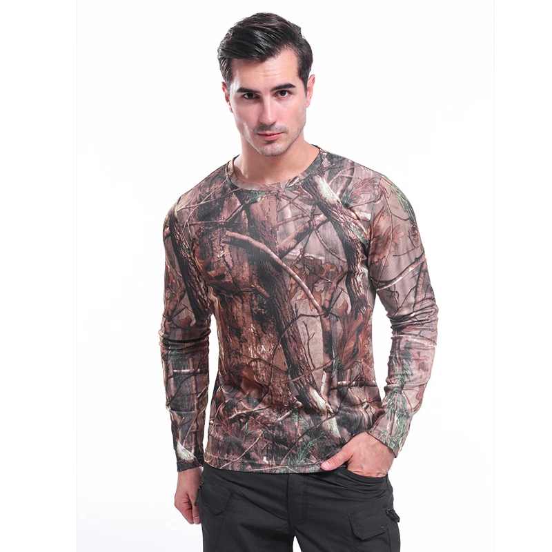 

2021 камуфляжная футболка с длинным рукавом быстросохнущая военная форма мужские тактические футболки Охота Джунгли рубашки одежда