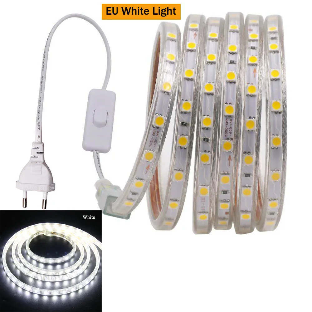 AC 110 В 220 В светодиодный светильник SMD5050 60 Светодиодный s/M гибкая светодиодная лента RGB Водонепроницаемый светодиодный светильник с Bluetooth музыкальным пультом дистанционного управления - Испускаемый цвет: EU White Light
