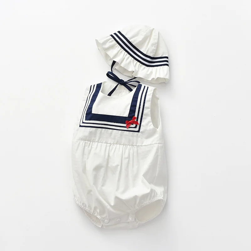 

Summer Baby Conjoined Sleeveless Newborn Baby Climb Clothes Navy Wind Package Fart Bodysuits & One-Pieces Rompers Baby Girl