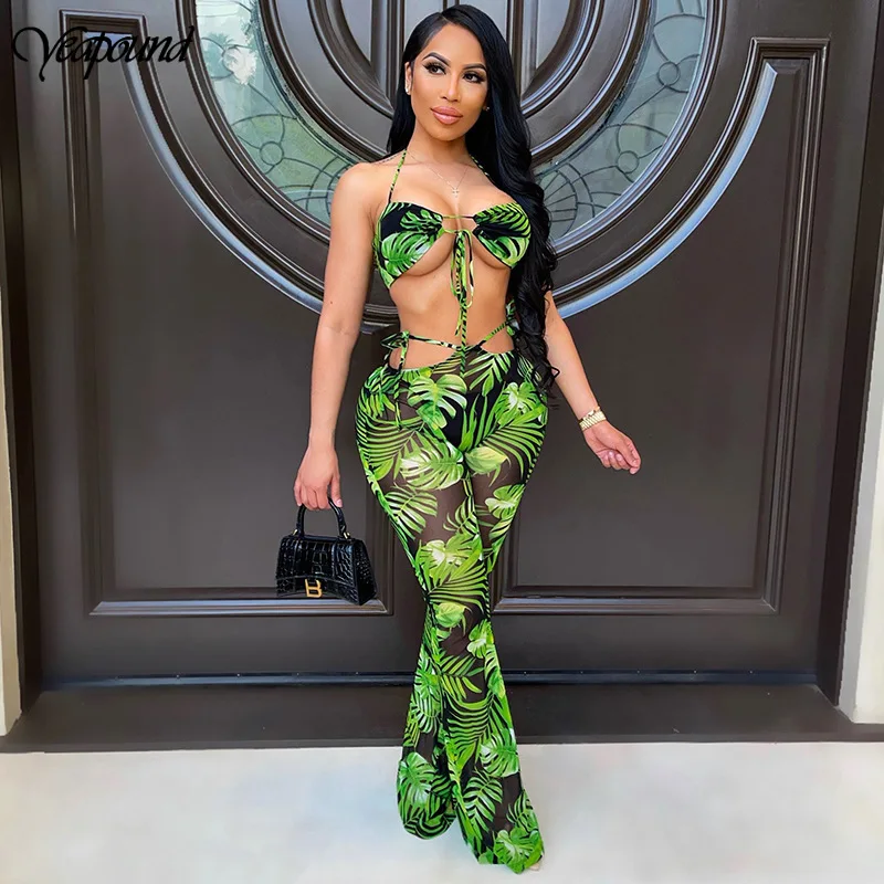 

High Waist Hollow Out Mesh Tie Dye Print Women Jumpsuits Sheer Strap Sleeveless Sexy Bodycon One Piece Rompers Skinny Clubwear
