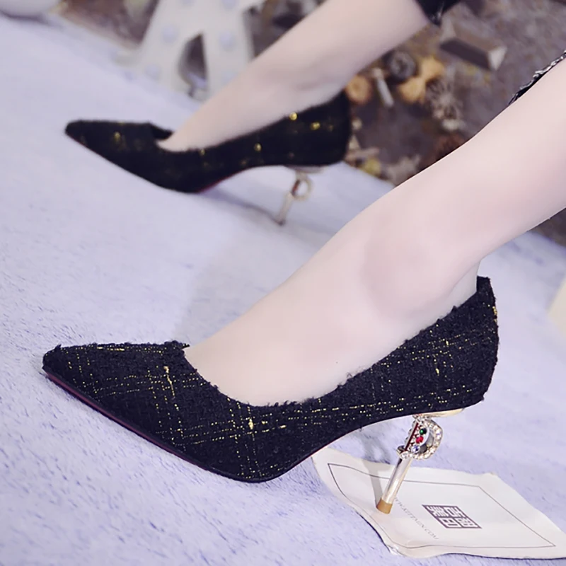 Туфли-лодочки Женская свадебная обувь Пикантная на высоком каблуке 8 см со