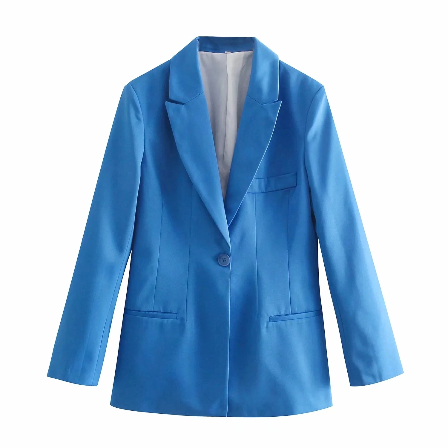 

Женский офисный Блейзер на одной пуговице Za, однотонный пиджак с английским воротником и поясом, официальная верхняя одежда, весна 2021