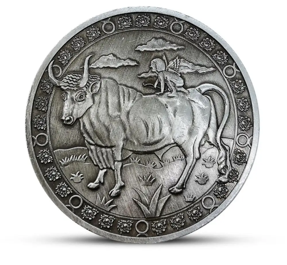 Двенадцать созвездий зодиака серебряные памятные монеты Телец Таро желание