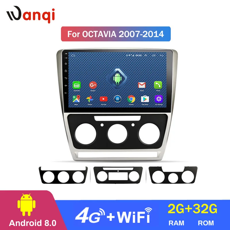 Wanqi Android 9 1 система 4G 2.5D автомобильный DVD мультимедийный плеер для Skoda Octavia 2007 2014