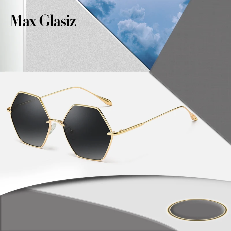 Женские поляризационные очки Max Glasiz винтажные шестиугольные солнцезащитные в