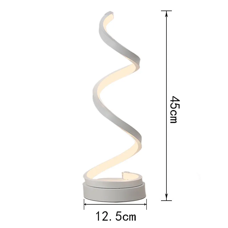 

USB Spiral Led Table Lamp Acrylic Bedroom Bedside Lamp Modern Led Desk Lamp Kids Children Book Lamp Reading Warm White Led Light