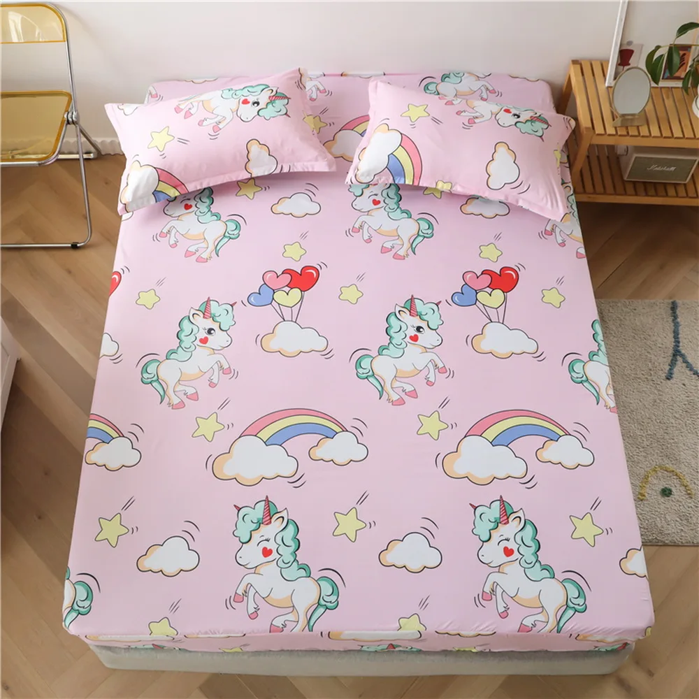 Простыня с мультяшным единорогом 120x200x30 см 180x200x30 | Дом и сад