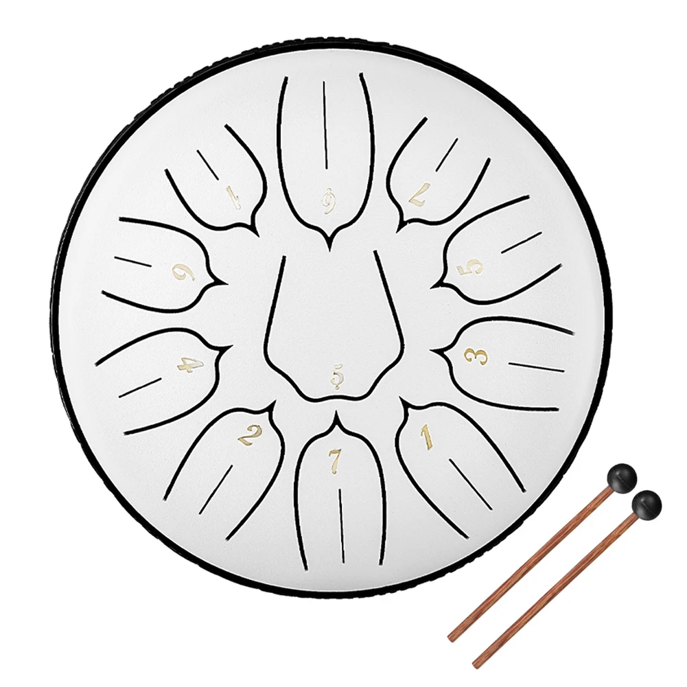 

6 inch 11-Tone Steel Tongue Drum Hand Pan Drums with Drumsticks Percussion Musical Instruments for Yoga Zazen