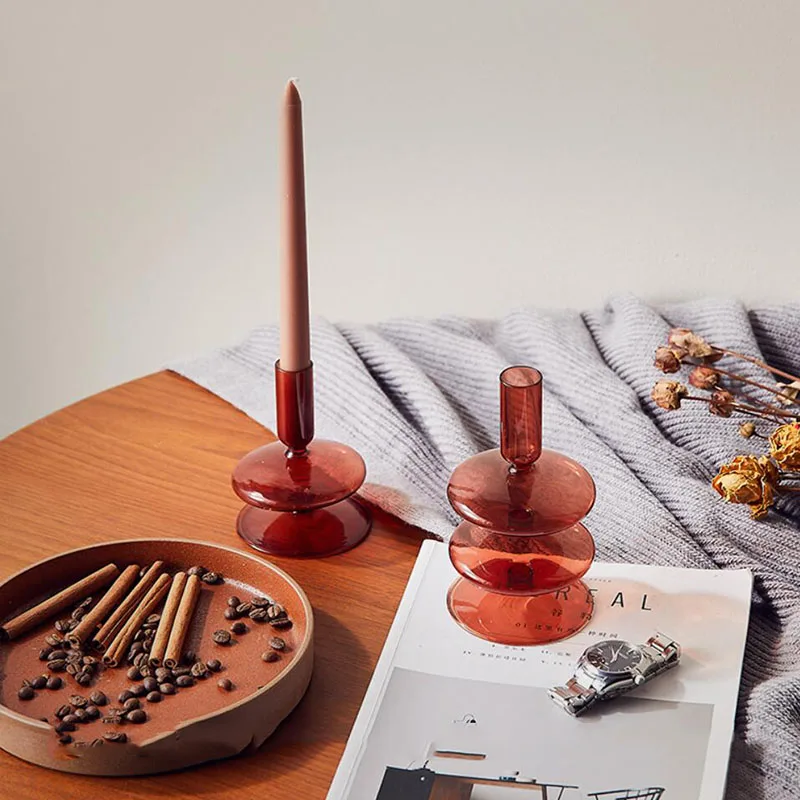 

Glass Candle Holders Home Decor Candlestick Holders Small Vase European Decor Home Decoration Accessories Wedding Decoration