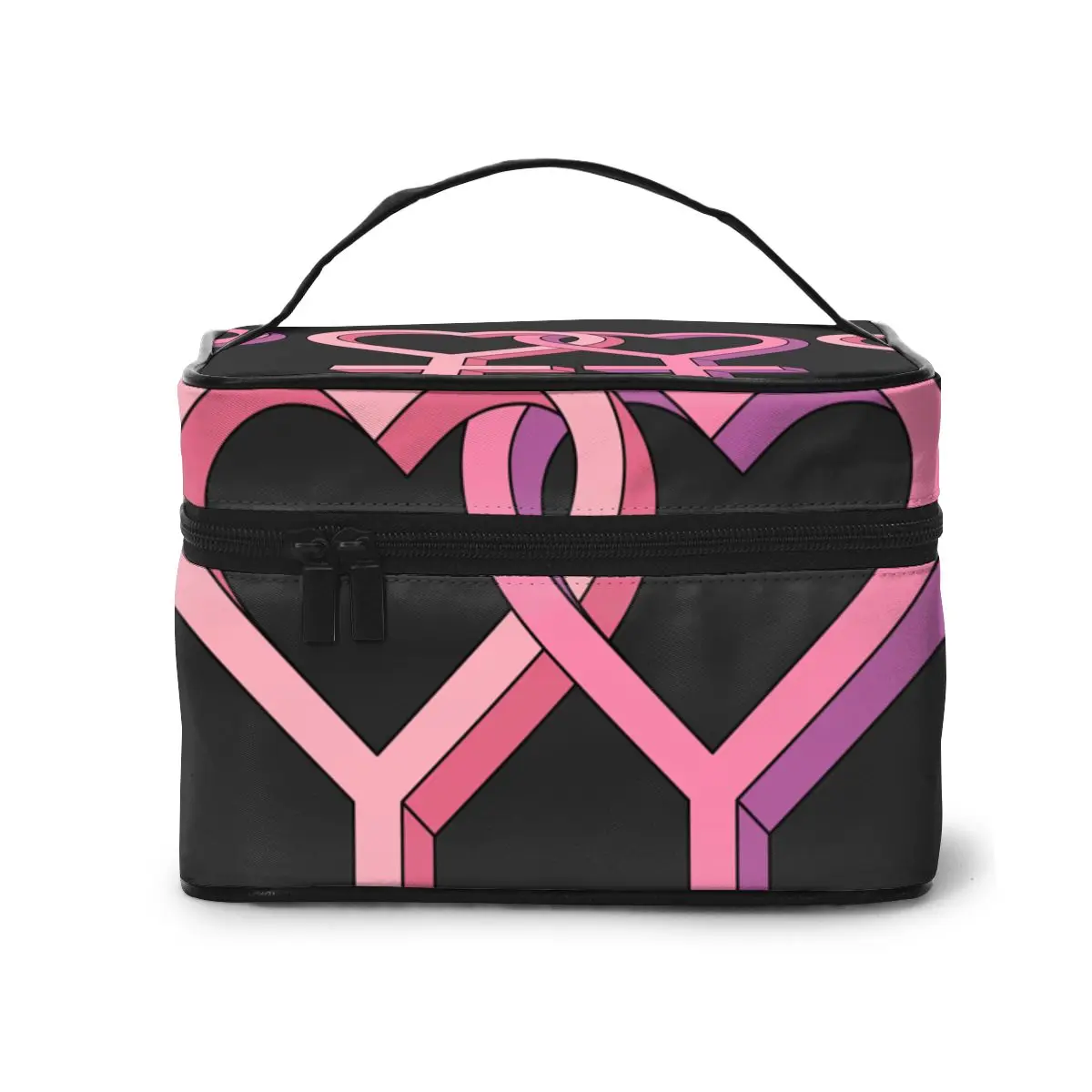

High Capacity Makeup Bag Travel Cosmetic Bag Hearts Color Pink Beauty Bag