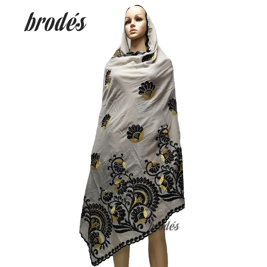 Шарф с Африканской вышивкой Новый мусульманский женский хлопковый шарф красивый