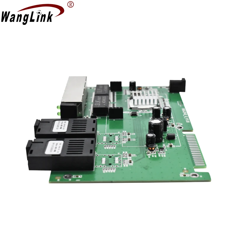 Wanglink Ethernet Switch Fiber 4 RJ45 2 SC Single Media Converter Fiber Optic Port PCB 10/100M